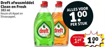 Kruidvat Dreft afwasmiddel Clean en Fresh aanbieding