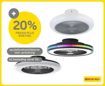 Praxis op plafondventilatoren met verlichting aanbieding