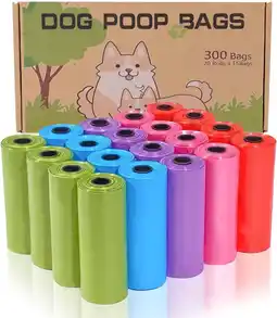 Amazon AiTodos 300PCS Hondenpoepzakjes, 5 Kleuren, Hondenuitje Vuilniszak - 31 * 22CM, Polyethyleen Materiaal, Draagbaar - Paars, Bl aanbieding