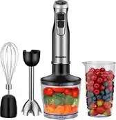Bol.com 4 In 1 High Power 1200W Onderdompeling Hand Stick Blender Mixer Omvat Chopper En Smoothie Cup aanbieding