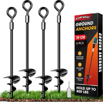 Amazon KAMFWERT Grondanker Heavy Duty, 4 Pack grondharingen kits geschikt voor alle tenten, trampolines, grondverankeringsset aanbieding