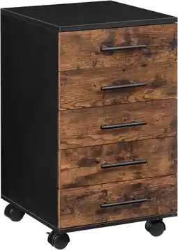 Amazon HOOBRO Archiefkast, Rolcontainer met 5 Laden, Houten Bureaukast, Commode Opbergkast, Industriële Stijl, Eenvoudige Montage, R aanbieding