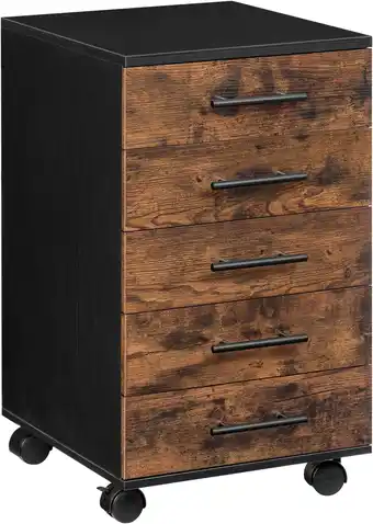 Amazon HOOBRO Archiefkast, Rolcontainer met 5 Laden, Houten Bureaukast, Commode Opbergkast, Industriële Stijl, Eenvoudige Montage, R aanbieding
