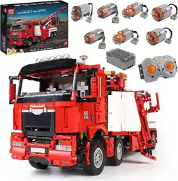 Amazon Mould King 17027 Technik Brandweerwagen Model met Pneumatische Functies, 4883 Onderdelen Afstandsbediening Kraan Speelgoed, C aanbieding
