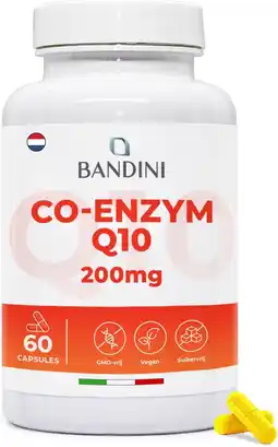 Amazon Bandini Co-enzym Q10 200 mg 60 capsules – Hoge dosering CoQ10 Co-enzym – Hoge biologische beschikbaarheid CoQ10 Ubiquinone -  aanbieding