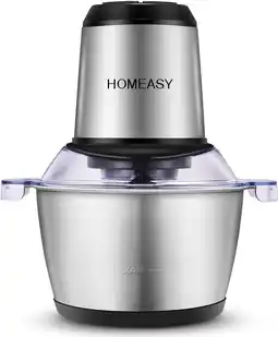 Amazon HOMEASY Elektrische Hakmolen Voor de Keuken, 350 W, Met 2 Liter Roestvrijstalen Container, 2 Snelheden, 4 Roestvrijstalen Mes aanbieding