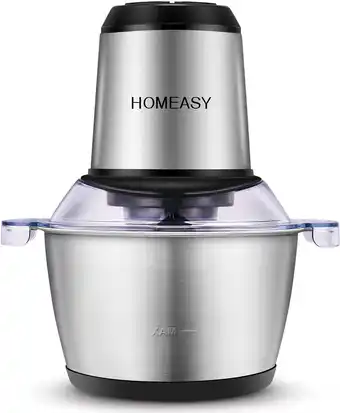 Amazon HOMEASY Elektrische Hakmolen Voor de Keuken, 350 W, Met 2 Liter Roestvrijstalen Container, 2 Snelheden, 4 Roestvrijstalen Mes aanbieding