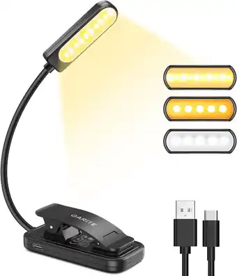 Amazon GARITE Boeklamp, USB Oplaadbare 10LED Leeslampen met Traploos Dimmen, Batterij met Lange Levensduur, Opklikbare Leeslamp met  aanbieding