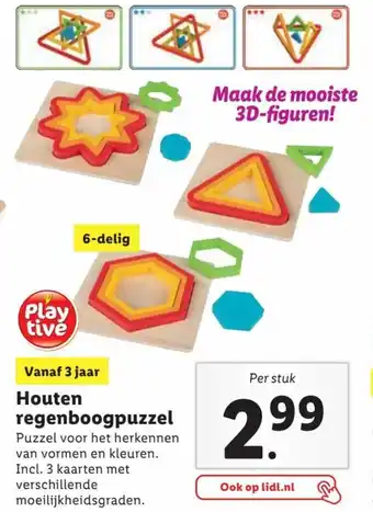 Lidl Playtive Houten regenboogpuzzel aanbieding