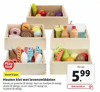 Lidl Playtive Houten kist met levensmiddelen aanbieding