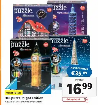 Lidl Ravensburger 3D-puzzel Night Edition aanbieding