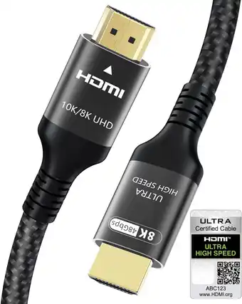 Amazon Adauxter 10k 8k HDMI 2.1 Kabel 3M, Gecertificeerde Ultra Hoge Snelheid HDMI Kabel 4K 144Hz 120Hz 8K60Hz eARC DTS:X Dolby Atmo aanbieding