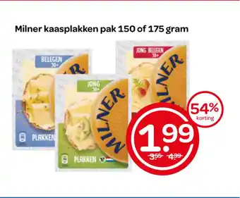 Spar Milner kaasplakken pak 150 of 175 gram aanbieding