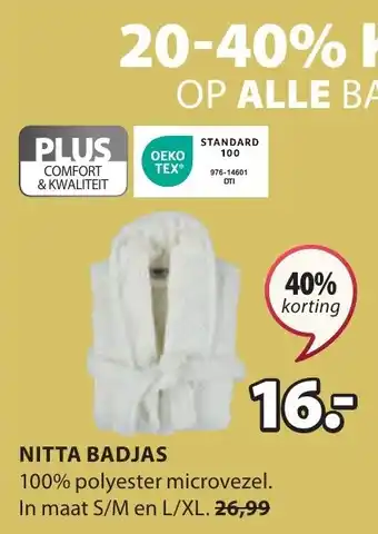 Jysk NITTA BADJAS aanbieding