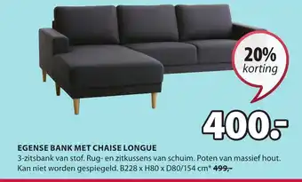 Jysk EGENSE BANK MET CHAISE LONGUE aanbieding