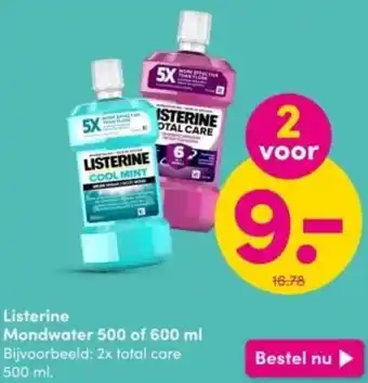 DA Listerine Mondwater 500 of 600 ml aanbieding