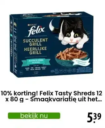 Zooplus 10% korting! Felix Tasty Shreds 12 x 80 g - Smaakvariatie uit het Water (12 x 80 g) aanbieding