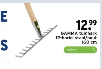 GAMMA Tuinhark 12-Harks Staal/Hout 160 cm aanbieding