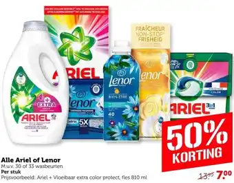 Coop Alle Ariel of Lenor M.u.v. 30 of 33 wasbeurten aanbieding