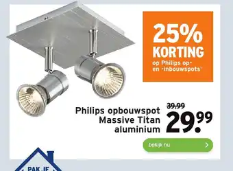 GAMMA Philips Opbouwspot Massive Titan Aluminium aanbieding