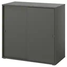 IKEA Vihals Kast met schuifdeuren, donkergrijs, 95x47x90 cm aanbieding