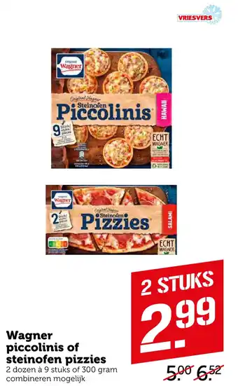 Coop Wagner piccolinis of steinofen pizzies 300gram aanbieding