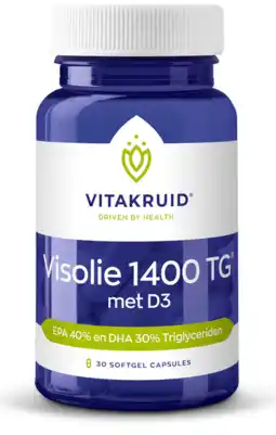 De Online Drogist Vitakruid Visolie 1400 TG met D3 Capsules aanbieding