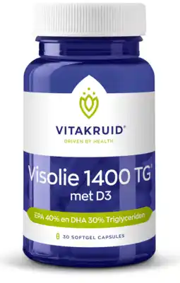 De Online Drogist Vitakruid Visolie 1400 TG met D3 Capsules aanbieding