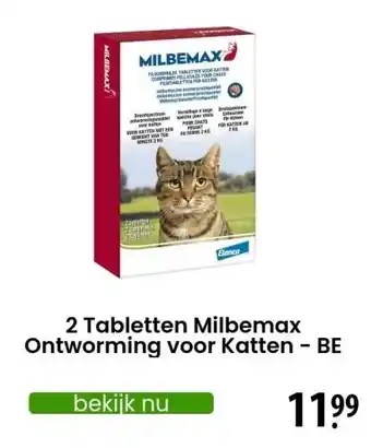Zooplus 2 Tabletten Milbemax Ontworming voor Katten - BE aanbieding