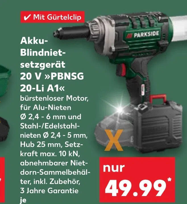 HEADNMORE Bundle: PARKSIDE 20V Akku-Blindnietsetzgerät Mit Praktischem Schlüsselanhänger - Perfekt Für Heimwerker