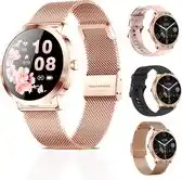 Bol.com Golden Sound AMOLED Smartwatch Dames - 3 extra bandjes - Geschikt voor elke laptop en smartphone - Saturatiemeter - 40mm aanbieding