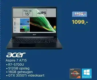 Levix Computershop Acer Aspire 7 A715 Laptop 15" aanbieding