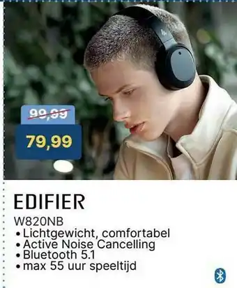 Levix Computershop Edifier W820NB Active Noise Cancelling Draadloze Koptelefoon aanbieding