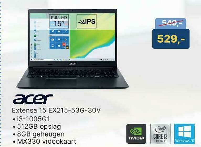 Acer Extensa 15 EX215-53G-30V Laptop 15" aanbieding bij Levix Computershop