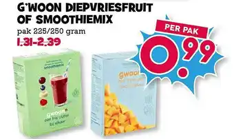 Boon`s Markt G'woon Diepvriesfruit Of Smoothiemix 225/250 gram aanbieding