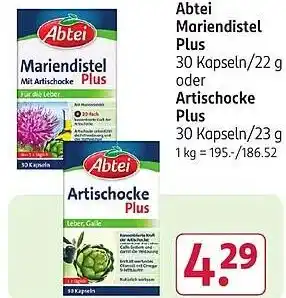 Rossmann DE Abtei Mariendistel Plus 30 Kapseln/22 g oder Artischocke Plus 30 Kapseln/23 g aanbieding