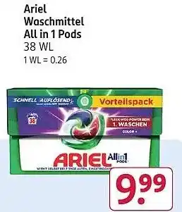 Rossmann DE Ariel Waschmittel All in 1 Pods aanbieding