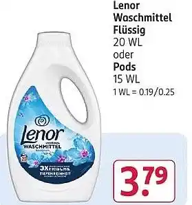 Rossmann DE Lenor Waschmittel Flüssig 20 WL oder Pods 15 WL aanbieding