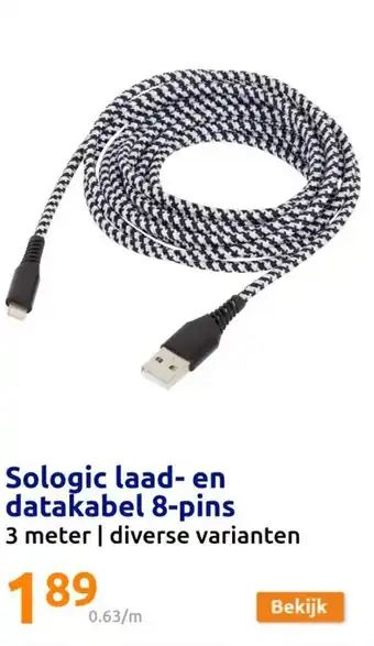 Action Sologic laad en datakabel 8-pins aanbieding