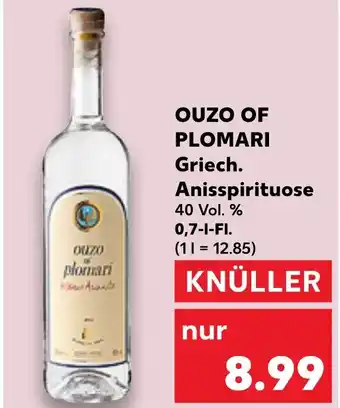 Kaufland DE OUZO OF PLOMARI Griech. Anisspirituose aanbieding