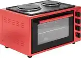 Bol.com Wiggo WMO-E4562H(R) - Vrijstaande oven met kookplaat 2000 W - 45 liter - 5 jaar Garantie - Rood aanbieding