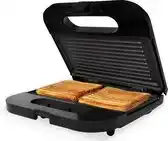 Bol.com Tomado TGS2001S - Tosti ijzer - Grill apparaat - Anti aanbaklaag – Sandwichmaker - 750 watt - 225 x 13 cm - Zwart/RVS aanbieding