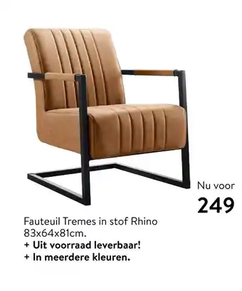 Profijt Meubel Fauteuil Tremes in stof Rhino aanbieding