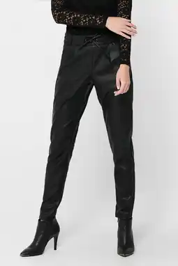 Wehkamp ONLY coated tapered fit broek ONLPOPTRASH zwart aanbieding
