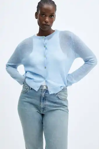 Wehkamp Mango semi-transparant vest lichtblauw aanbieding
