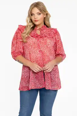 Wehkamp Yoek tuniek met all over print rood/wit aanbieding