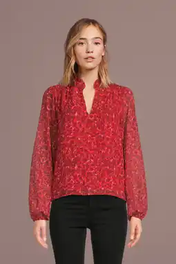 Wehkamp VILA semi-transparante geweven top VIKATRINE met all over print en plooien rood aanbieding