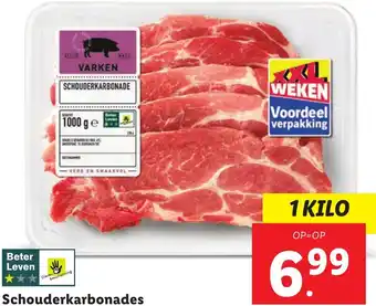 Lidl Schouderkarbonades 1 kilo aanbieding