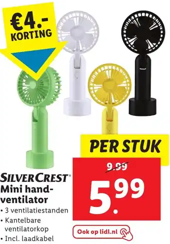 Lidl SILVERCREST Mini handventilator aanbieding