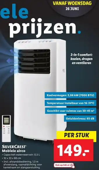 Lidl SILVERCREST Mobiele airco 32 x 33 x 68 cm aanbieding